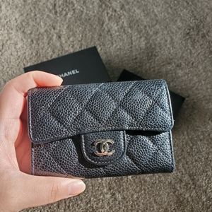 Chanel Classic Flap Card Holder Black Caviar with Silver Hardware